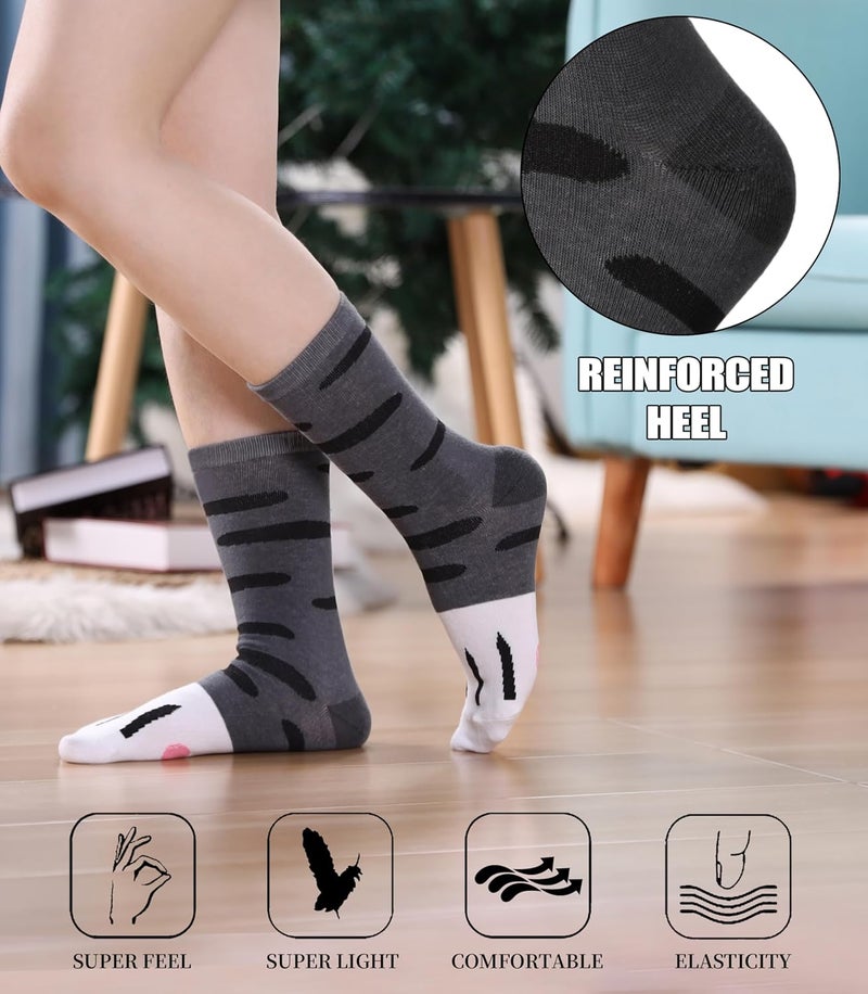 SDBING Womens Cat Socks Cute Gifts Animal Soft Breathable Thin Cotton Casual Crew Socks 5 Pairs - Image 4